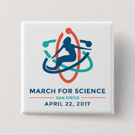 科学のための3月: サンディエゴ-白い四角のボタン 缶バッジ