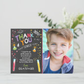 科学のサンキューカードの実験の誕生日の男の子 サンキューカード (スタンド正面)