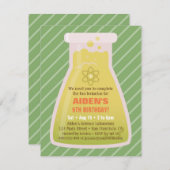 科学のフラスコの子供の誕生日のパーティの招待状 招待状 (正面/裏面)