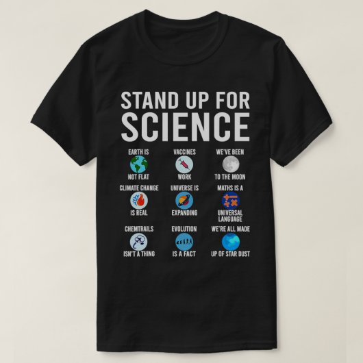 科学の地球は平らなワクチンではない Tシャツ (デザイン正面)