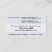 科学の指導 – 先生 名刺 (裏面)