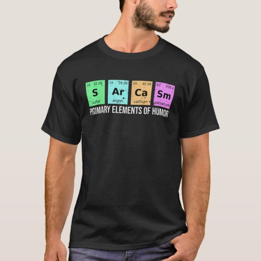 科学の皮肉S Ar Ca Sm Humの主要要素 Tシャツ (正面)
