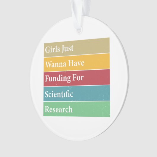 科学の研究のために資金を得たいと思う女の子 オーナメント (正面)