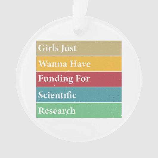 科学の研究のために資金を得たいと思う女の子 オーナメント (正面)