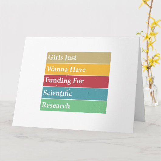 科学の研究のために資金を得たいと思う女の子 カード (黄色い花)