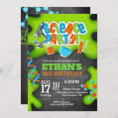 科学の誕生日のパーティの招待状-気違いの科学者 招待状 (正面/裏面)