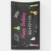 科学の誕生日の旗の実験の実験室のパーティガール 横断幕 (縦)