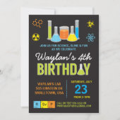 科学の誕生日パーティーへの招待(青) 招待状 (正面)