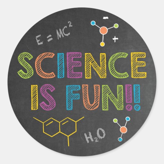 科学の誕生日パーティー |サイエンスはおもしろい ラウンドシール (正面)
