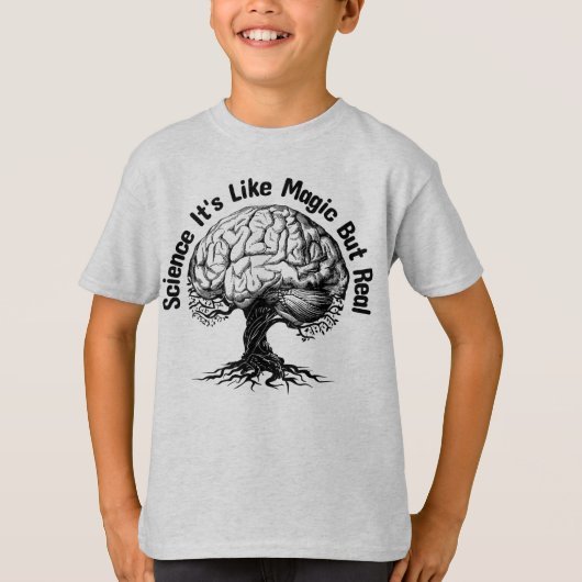 科学はまるで魔法のようだけど現実 Tシャツ (正面)