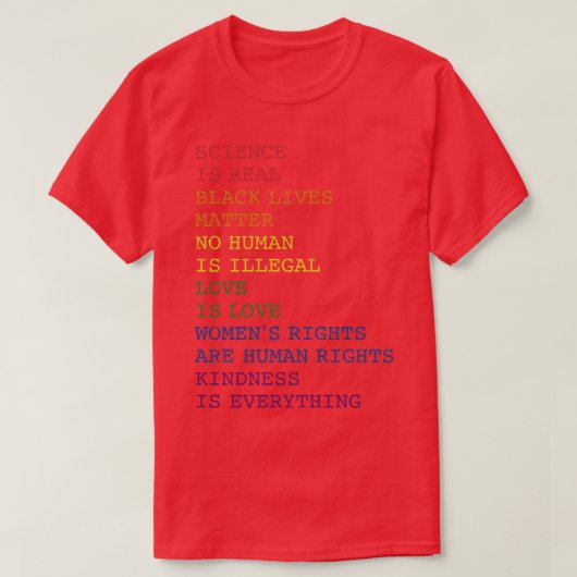科学はゲイとレズビアンのための優しい虹を愛している Tシャツ (デザイン正面)