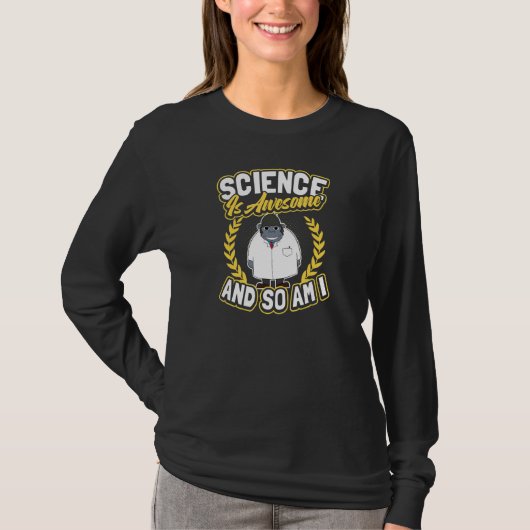 科学はゴリラ素晴らしロケット科学者 Tシャツ (正面)