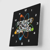 科学は大切 スクエア壁時計 (傾斜)