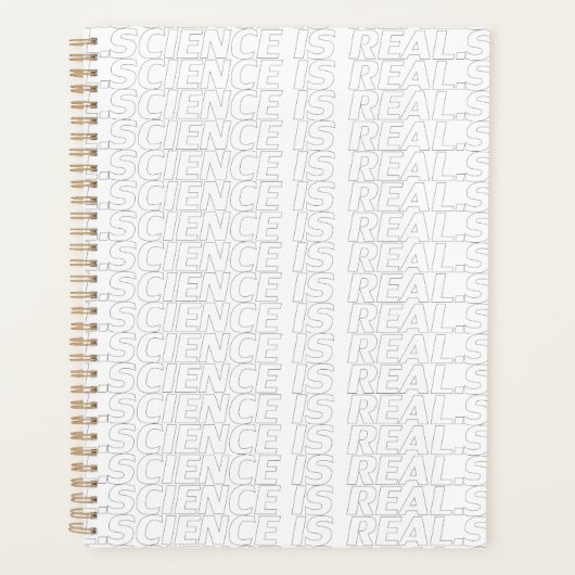 科学は実在白黒のモダンタイポグラフィ プランナー手帳 (正面)