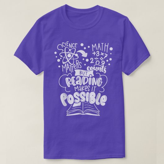 科学は数学の数に読関わるがPになる Tシャツ (デザイン正面)