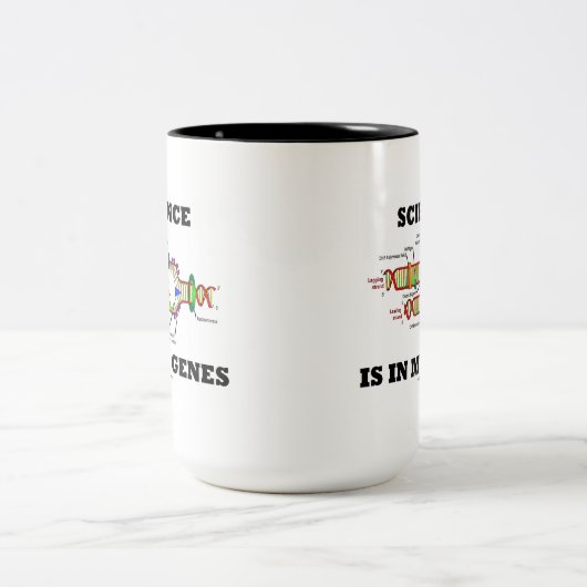 科学は私の遺伝子生物学のDNA複製にある ツートーンマグカップ (中央)