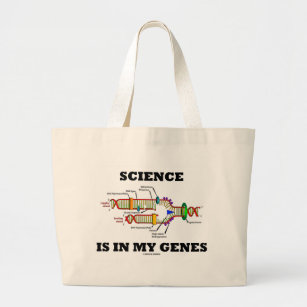 科学は私の遺伝子(DNAの写し)にあります ラージトートバッグ
