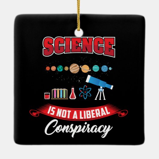 科学は陰謀自由主義のではないおもしろい セラミックオーナメント (裏面)