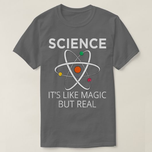 科学は魔法だが実在先生 Tシャツ (デザイン正面)
