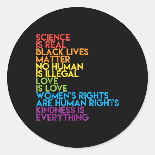 科学は黒い実在生活虹のLgbtプライドBlm ラウンドシール (正面)