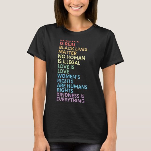 科学は黒実在史月愛は愛L Tシャツ (正面)