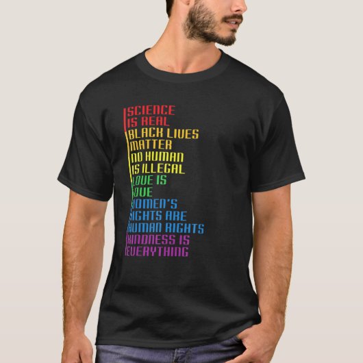科学はLGBT実在-Qレインボー国旗のプライドゲイプロ Tシャツ (正面)