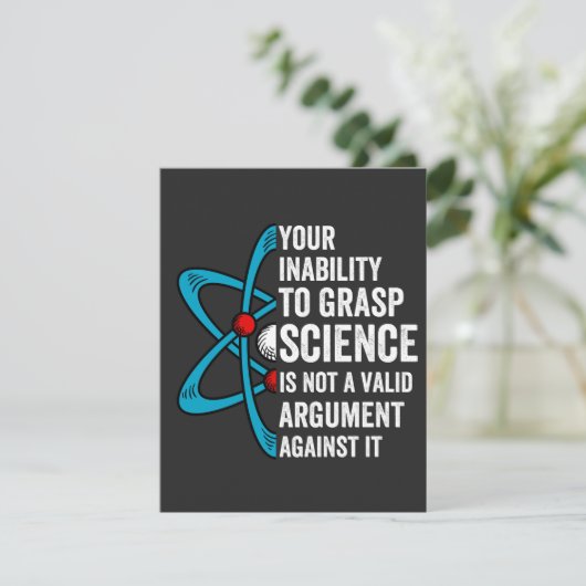 科学を理解できないのは有効な引数ではありません サンキューカード (スタンド正面)
