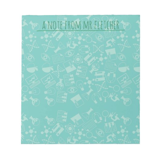 科学アイコパーソナライズされたンパターン ノートパッド (正面)