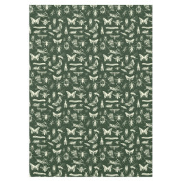 科学アンティーク虫クリームとグリーン テーブルクロス