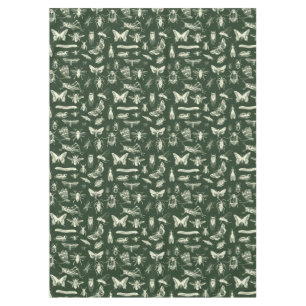 科学アンティーク虫クリームとグリーン テーブルクロス