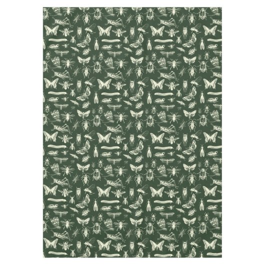 科学アンティーク虫クリームとグリーン テーブルクロス (正面)