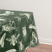科学アンティーク虫クリームとグリーン テーブルクロス (インサイチュ)