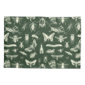 科学アンティーク虫クリームとグリーン 枕カバー (裏面)