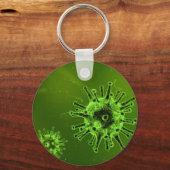 科学ウイルス菌顕微鏡グリーン キーホルダー (正面)