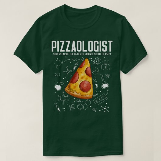 科学カッコいい – ピザのピッツァオ勉強- おもしろい Tシャツ (デザイン正面)