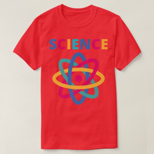 科学カラフル生物学原子プレミアム Tシャツ (デザイン正面)
