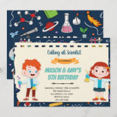 科学キッズ合同パーティー 招待状 (正面/裏面)