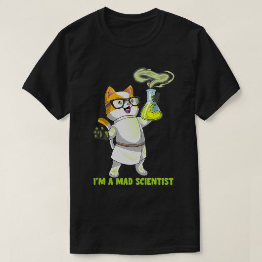 科学キャット化学不機嫌科学者キットンカチオン Tシャツ (デザイン正面)