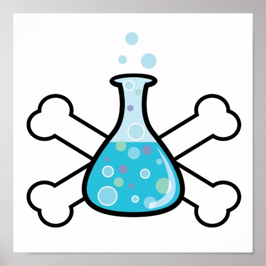 科学ギークビーカーとクロスボーンデザイン ポスター (正面)
