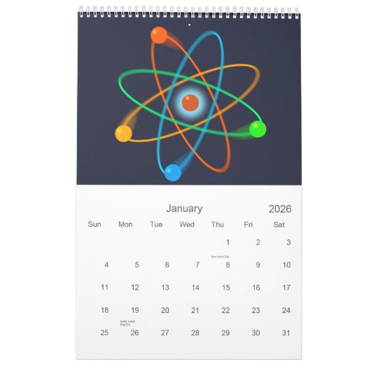 科学ギーク カレンダー (1月 2026)