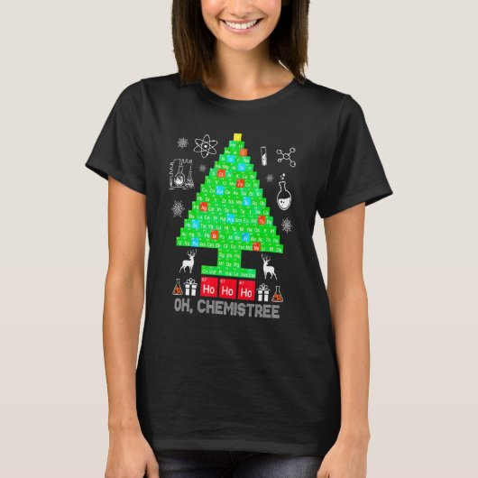 科学クリスマスオー化学者ツリー化学Chem Tシャツ (正面)