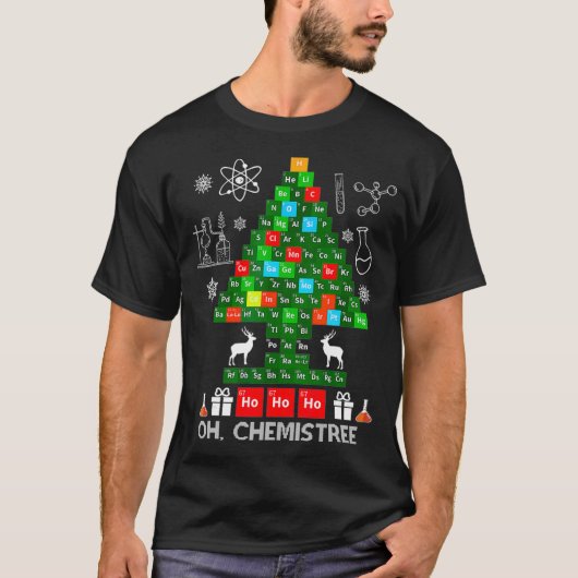 科学クリスマスオー化学者ツリー化学Chem Tシャツ (正面)