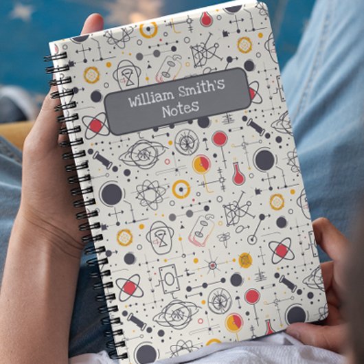 科学ドローイングI カスタムネーム キッズ バックトゥスクール ノートブック