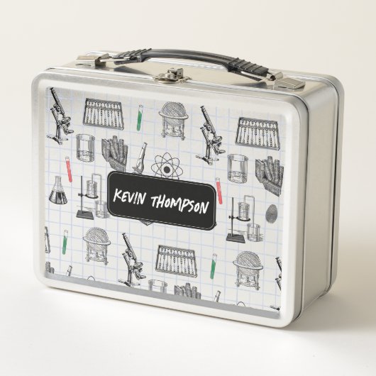 科学パーソナライズされた化学科学者パターン メタルランチボックス (正面)