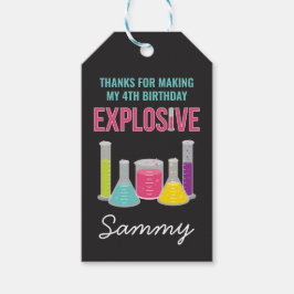 科学パーティーのラベルのピンク ギフトタグ