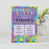 科学パーティー – 子供をテーマにした誕生日パーティー 招待状 (スタンド正面)