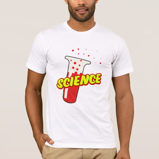 科学フラスコの漫画 Tシャツ (正面)