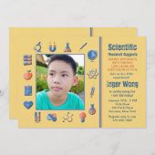 科学フレーム誕生日パーティーへの招待 招待状 (正面/裏面)