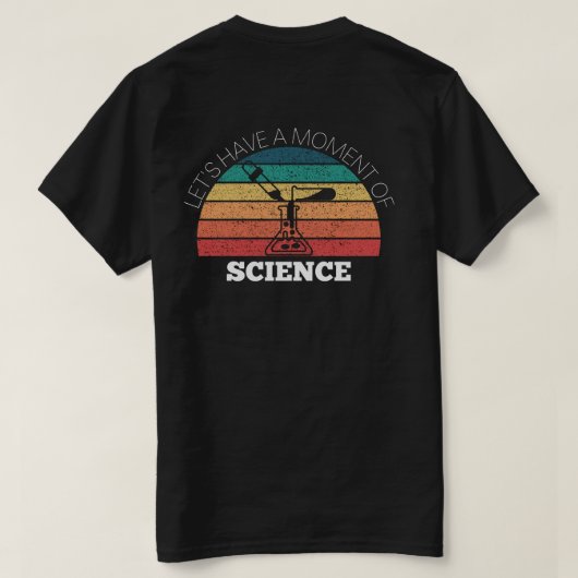 科学先生の前後の瞬間おもしろい Tシャツ (デザイン裏面)