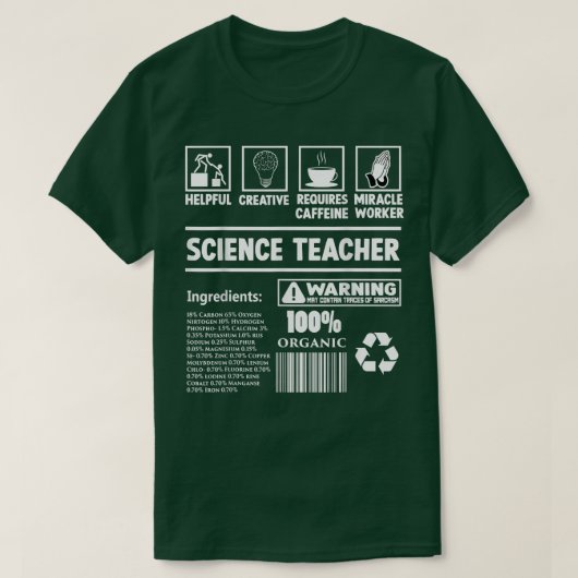科学先生の女おもしろい性の栄養事実 Tシャツ (デザイン正面)